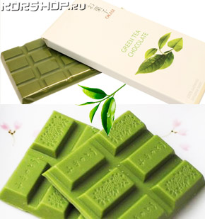 японский зеленый шоколад Okasi с чаем матча
